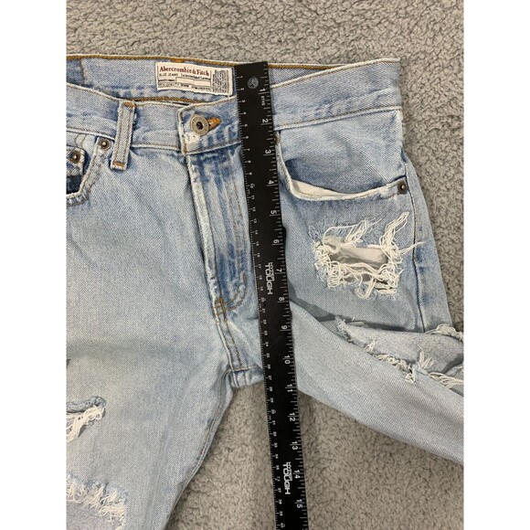 ABERCROMBIE & FITCH 2 Distressed Destroyed Bootcut Fringe Cropped Blown-out Knee - Picture 8 of 11